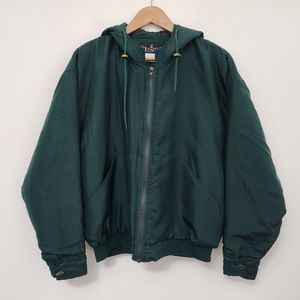 JL COLEBROOK Women's Green Puffer Jacket Full Zip 100% Silk Outer Shell Size S